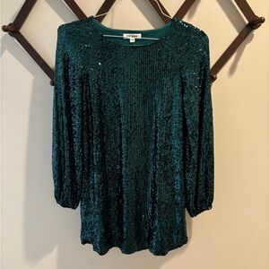 Steve Madden Size Small Green Sequin Top